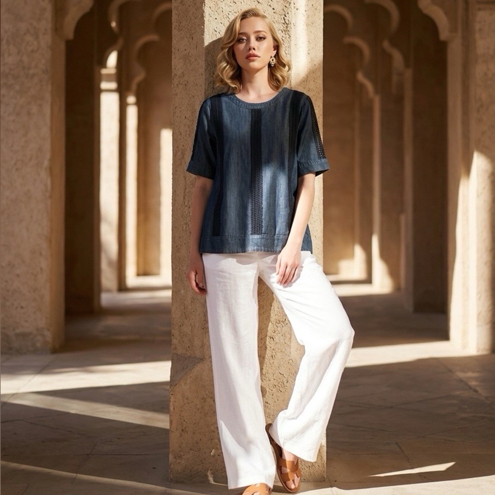 NWT Soft Surroundings Blue Top - L